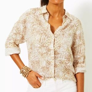 Lilly Pulitzer NWT Linen Button Down Blouse XL